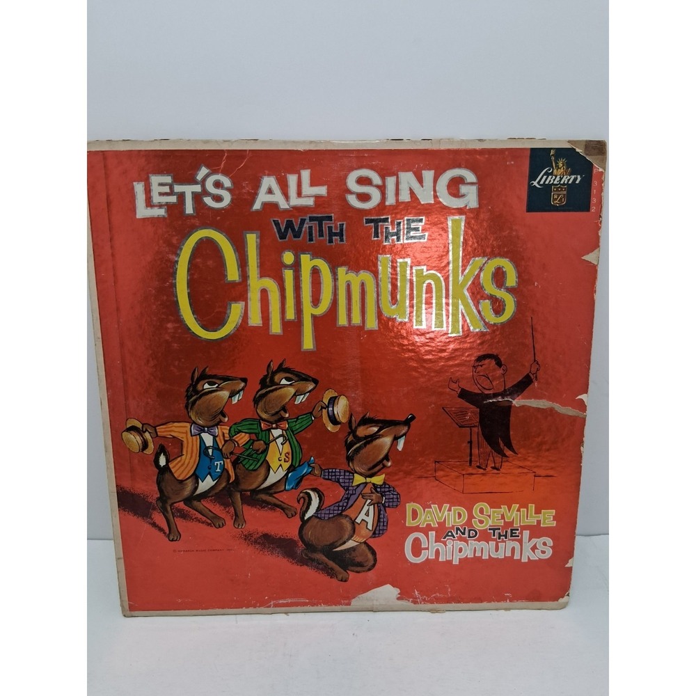 LET'S ALL SING WITH THE CHIPMUNKS LP David Seville Liberty Red Vinyl VG+